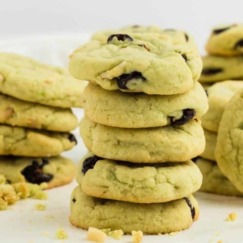 a stack of Pistachio Cookies (fresh from the oven)
