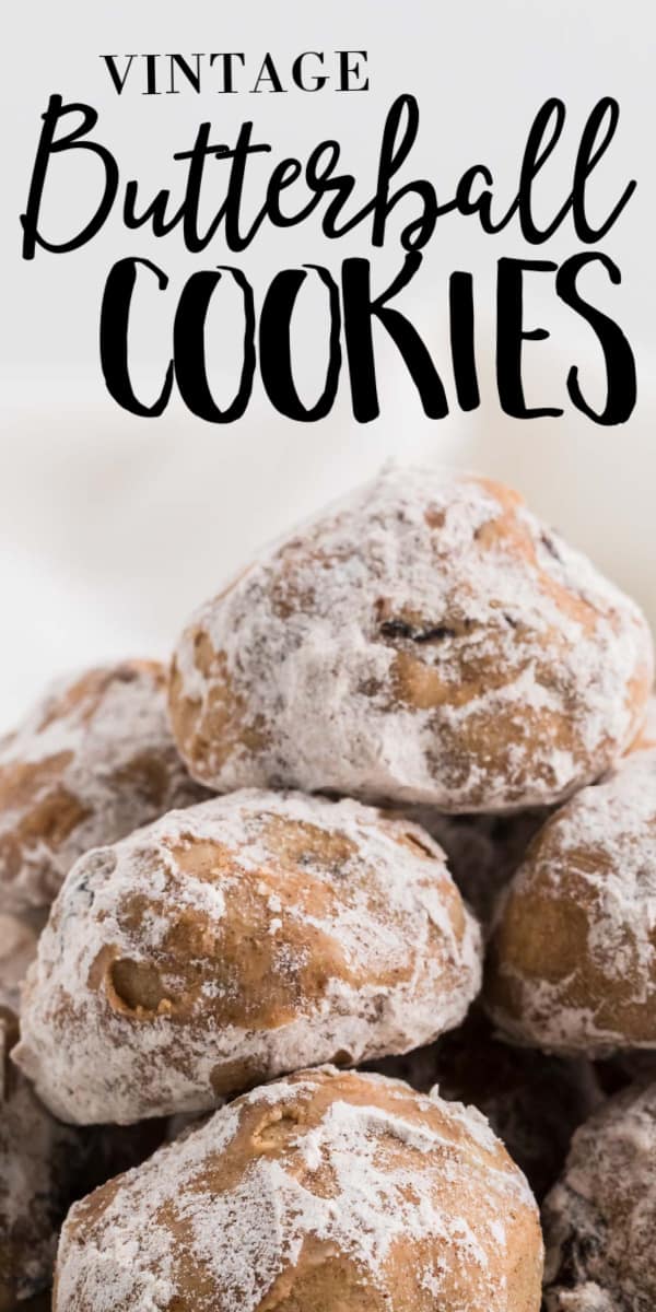 Vintage Butterball Cookies are an easy to make treat. Perfect on every cookie platters. Easy Butterball Cookie Recipe | No Cookie Cutter Cookies | Sugar Dusted Cookies #cheerfulcook #butterballs #cookies #recipe via @cheerfulcook