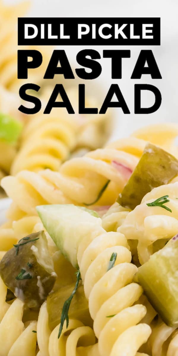 This Dill Pickle Pasta Salad is a real crowd pleaser. Tender pasta, crunchy dill pickles, sweet apple, and crunchy onions are tossed in a creamy dill dressing. Dill Pickle Pasta Salad | Potluck Salad | Pasta Salad #cheerfulcook #pasta #salad #potluck #creamy #recipe cheerfulcook.com via @cheerfulcook