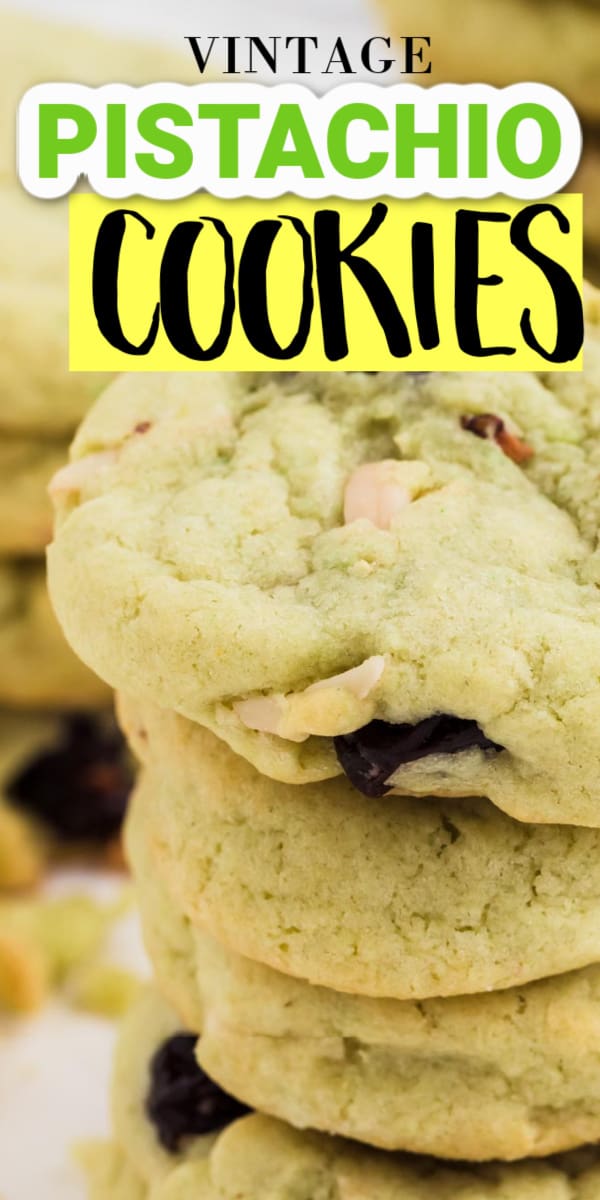 Pistachio Cookies are filled with pistachio pudding, dried cherries, and almonds. Crispy on the outside and deliciously chewy on the inside. Easy Pistachio Cookies | Pistachio Pudding Recipe | Cookies With Dried Cherries | Favorite Holiday Cookies #cheerfulcook #cookies #pistachio #cherry #recipe #easy ♡ cheerfulcook.com via @cheerfulcook