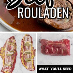 freshly made rouladen and step-by-step instructions how to prepare them + ingredient list