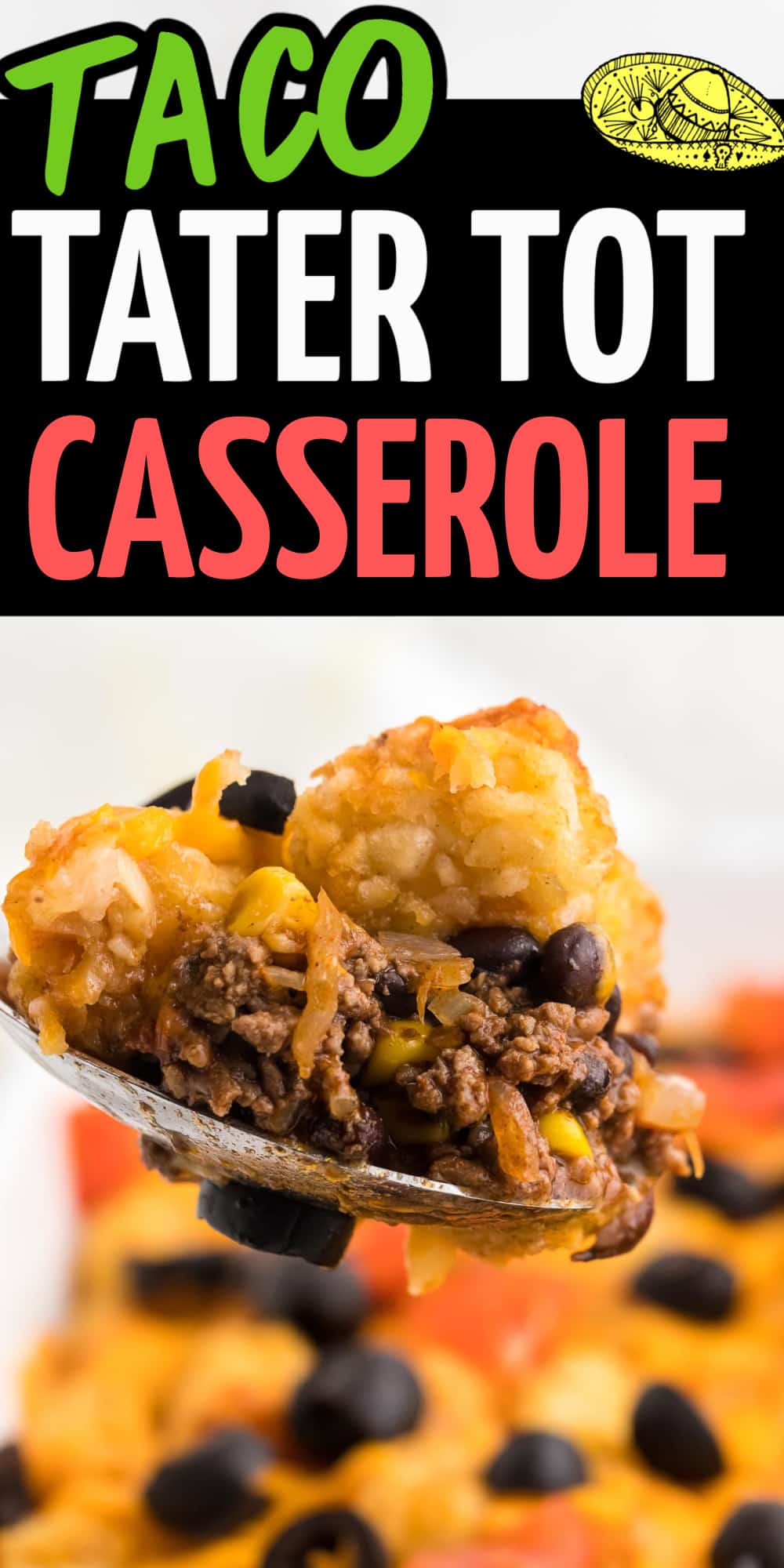 This Taco Tater Tot Casserole combines ground beef, with classic Mexican spices, and is topped with yummy cheese. Perfect for all year long, but especially for Cinco De Mayo. Simple Taco Tater Tot Casserole Recipe | Oven Baked Tater Tot Beef Casserole #cheerfulcook #casserole #beef #recipe #tatertot via @cheerfulcook