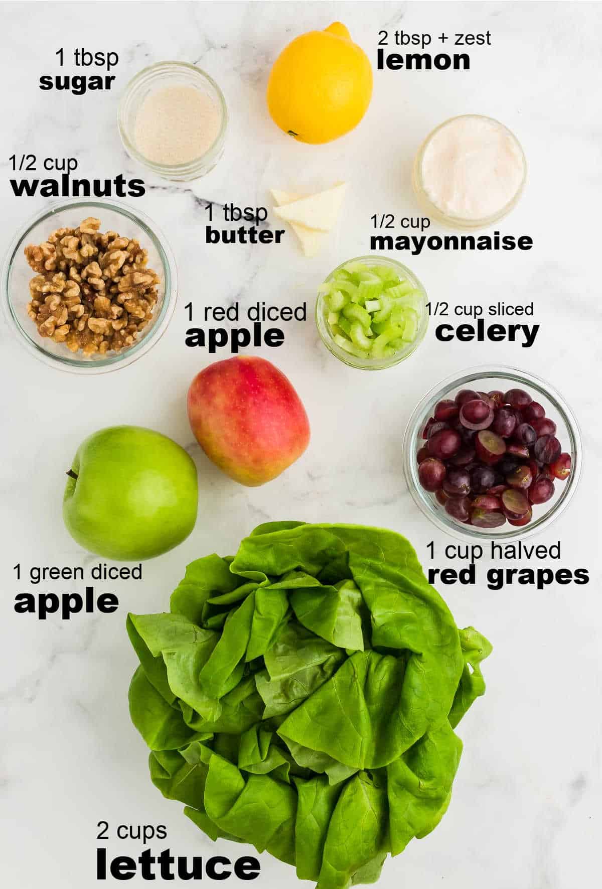 ingredients needed to make Waldorf Salad