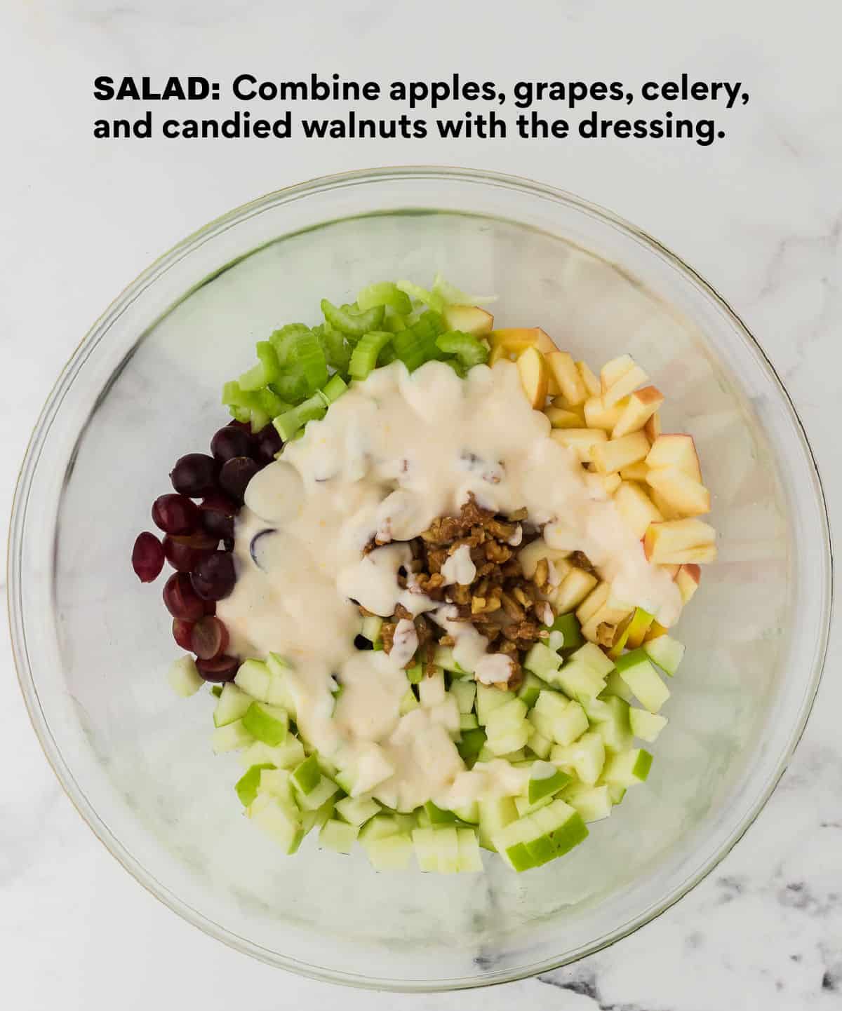 image showing how to assemble the Waldorf Salad