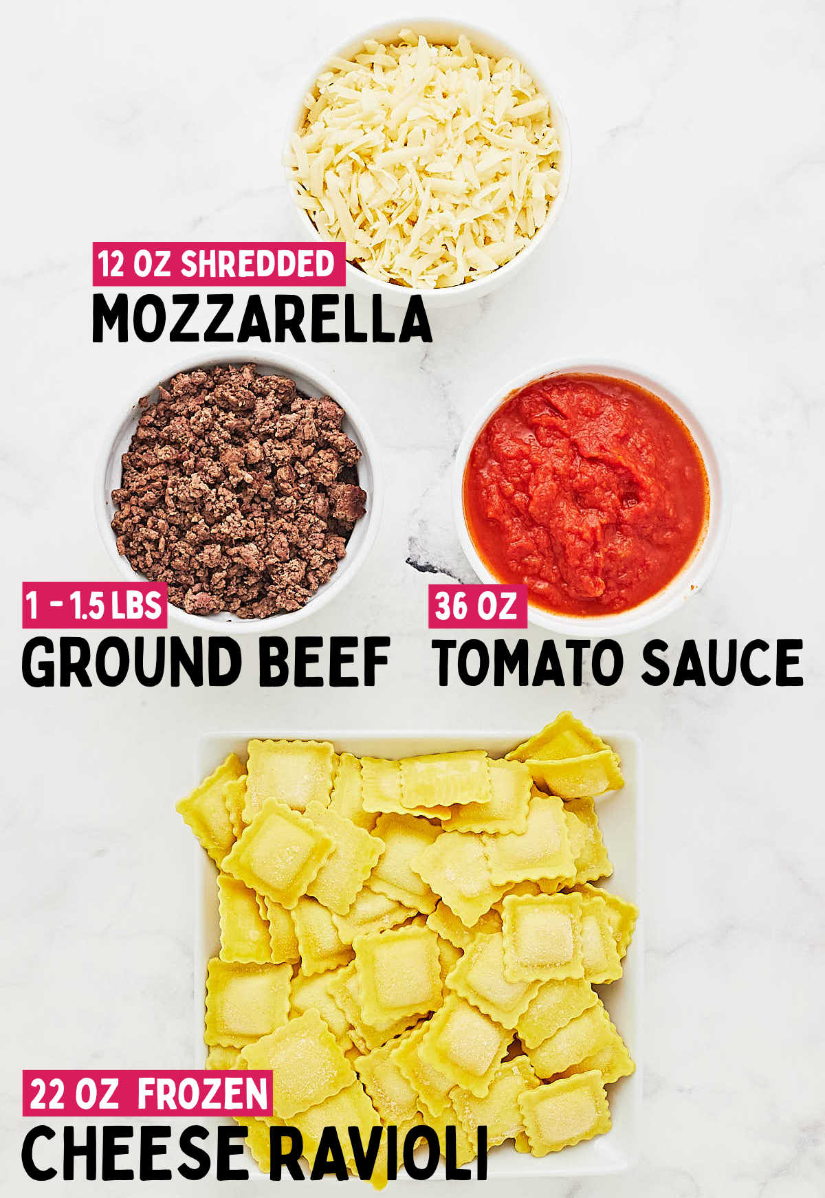 Ingredients needed to make Lazy Lasagna.