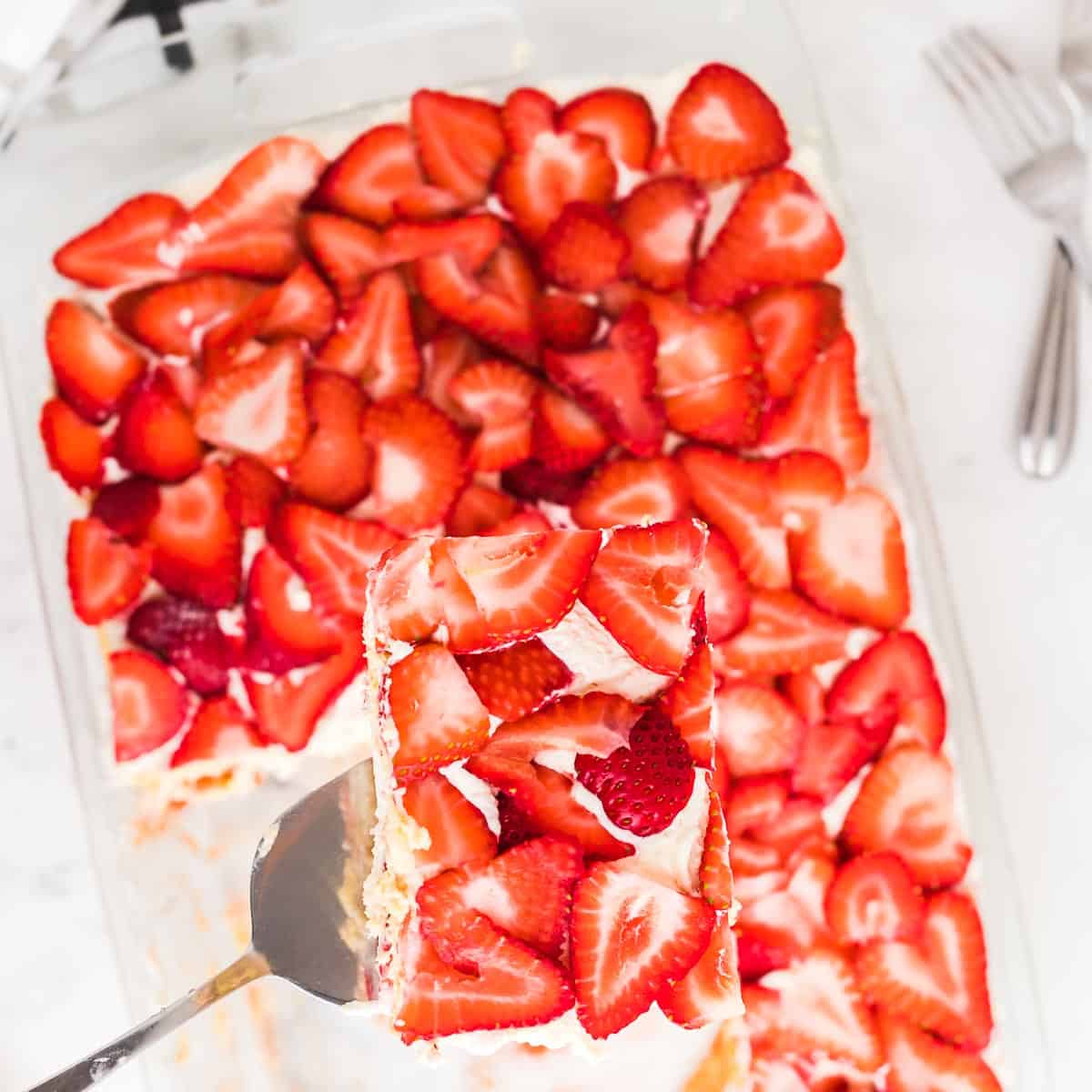 A closeup of Strawberry Tiramisu.