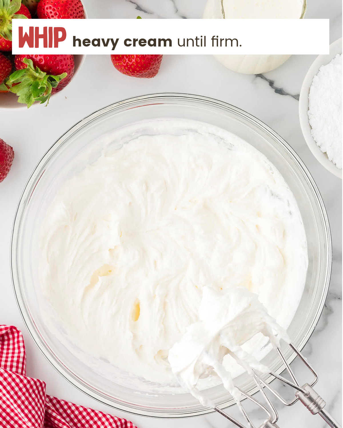 Whipping cream for Strawberry Pie.