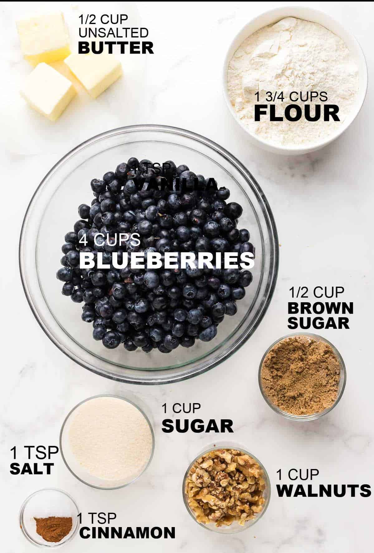 ingredients needed to make a Blueberry Crisp