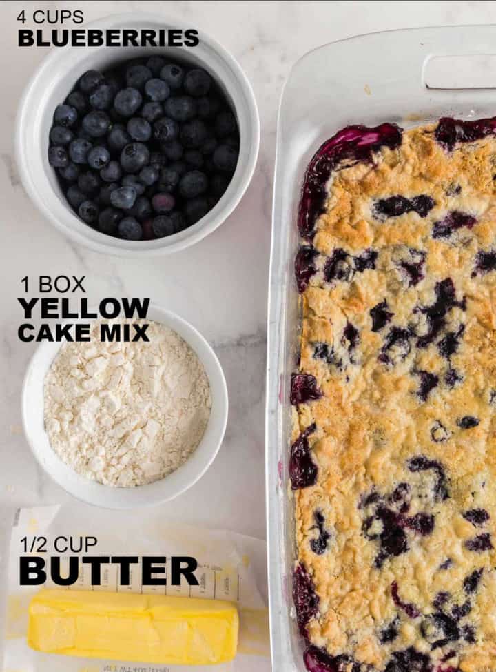 ingredients needed to make a blueberry dump cake