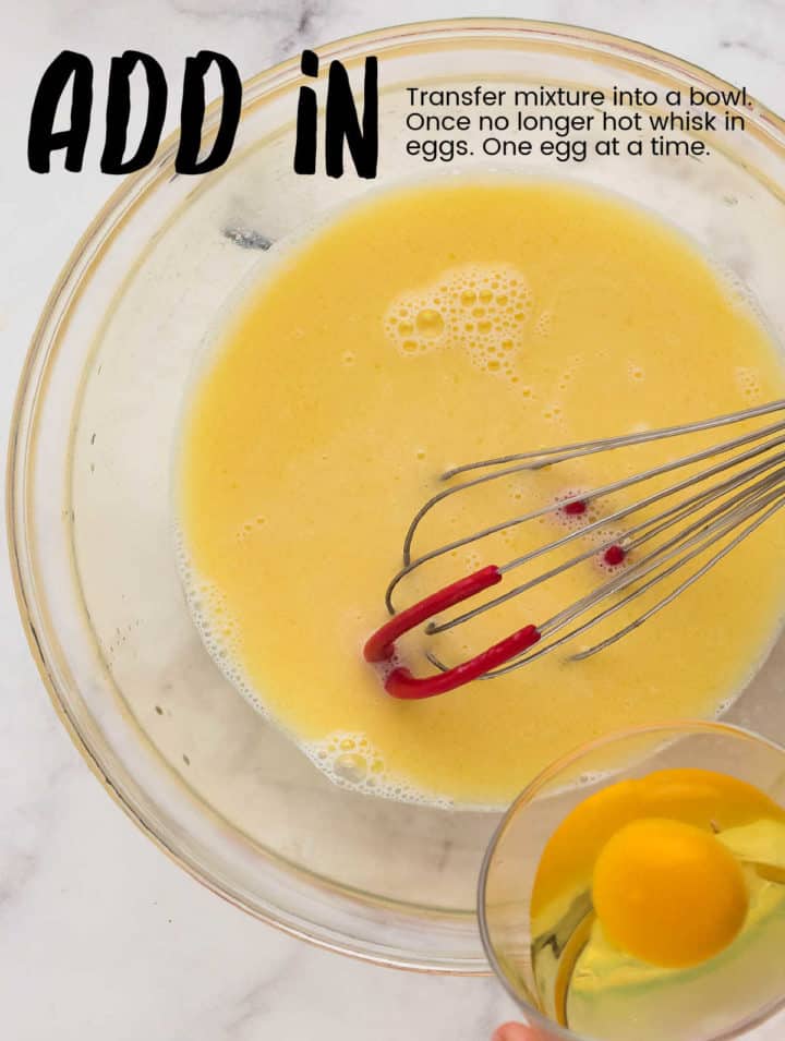Process Step: Whisk eggs into the batter