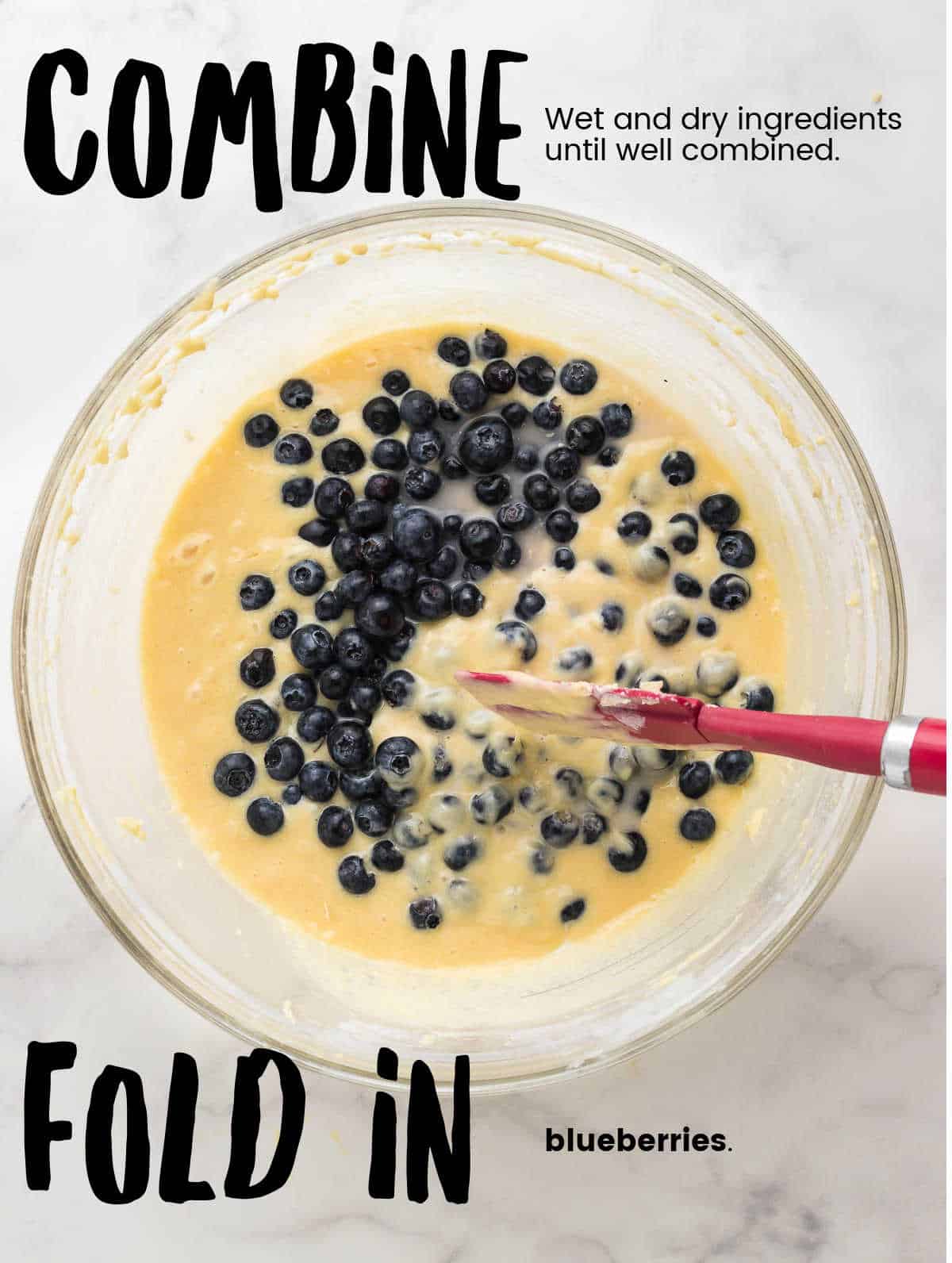 Process Step: Fold the blueberries into the batter.