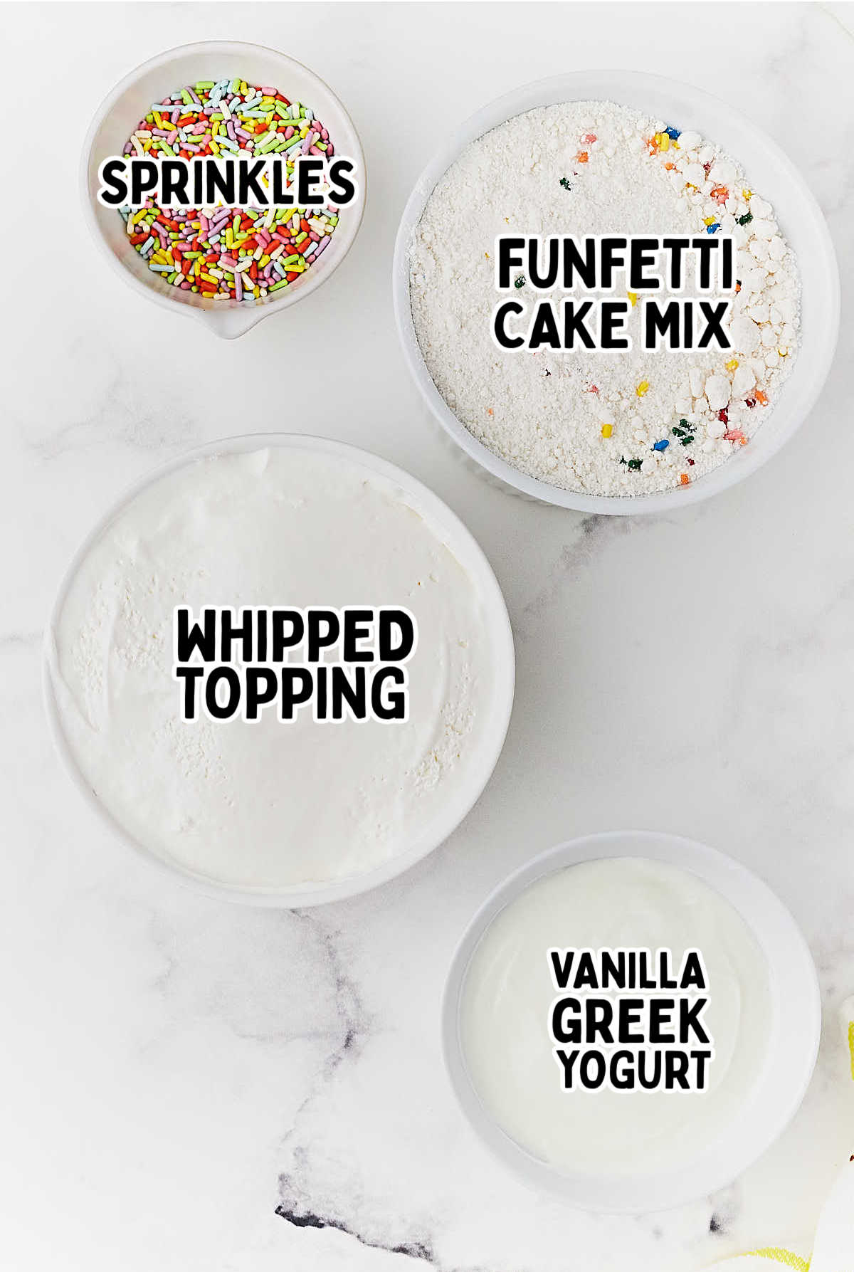 Ingredients needed to make a Dunkaroo Dip.