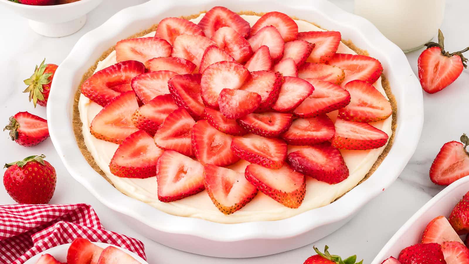 Creamy No-Bake Strawberry Pie recipe by Cheerful Cook.
