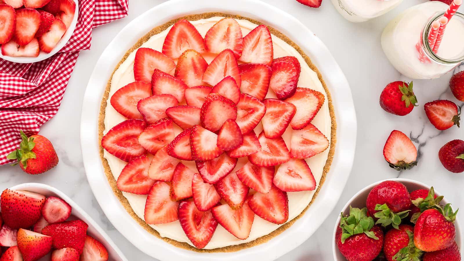 Creamy No-Bake Strawberry Pie recipe by Cheerful Cook.