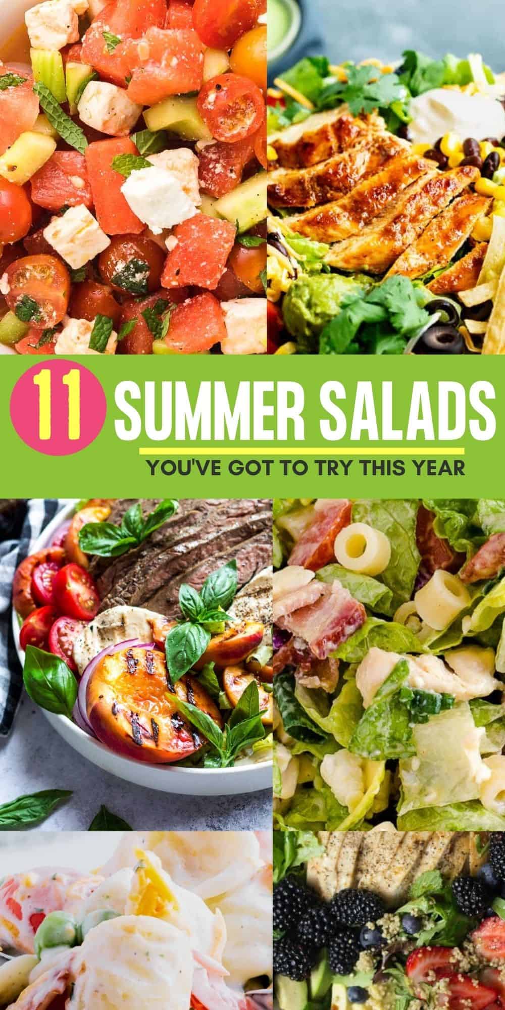11 Easy and Delicious Summer Salad Recipes. Tossed green salads with proteins and tons of delicious toppings make the perfect dinner meal on a hot summer night. They’re light, refreshing, and can be so flavorful whenusing the right ingredients. #cheerfulcook #summersalad #recipe #salads  via @cheerfulcook