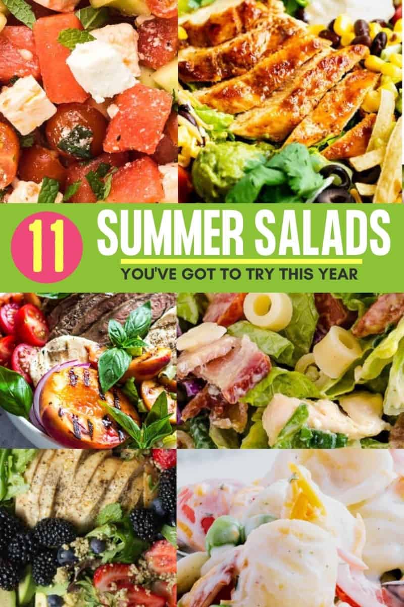 Collage of salads that are part of the Summer Salad Recipe Idea Collection