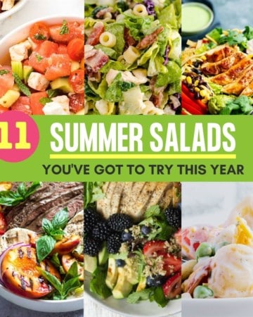 Collage of salads that are part of the Summer Salad Recipe Idea Collection