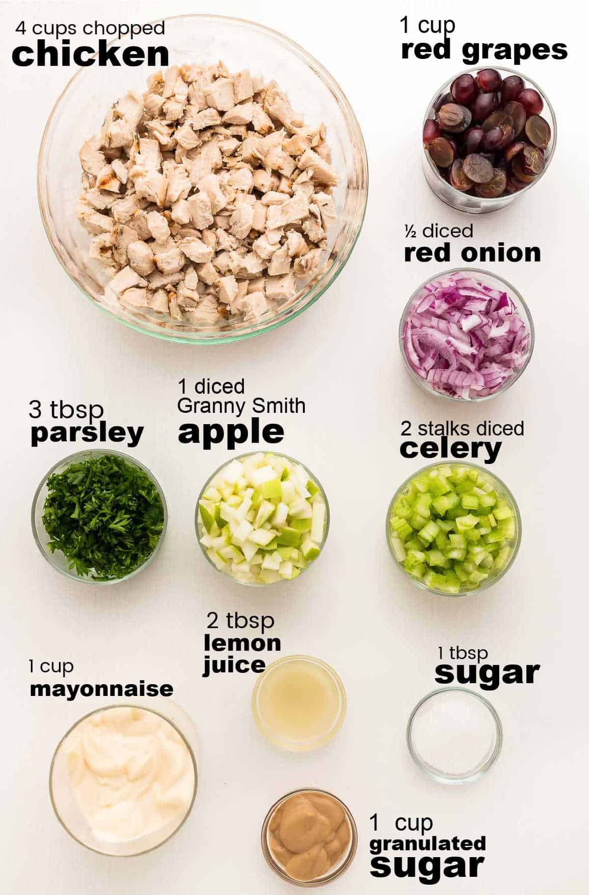 ingredients needed to make a classic chicken salad