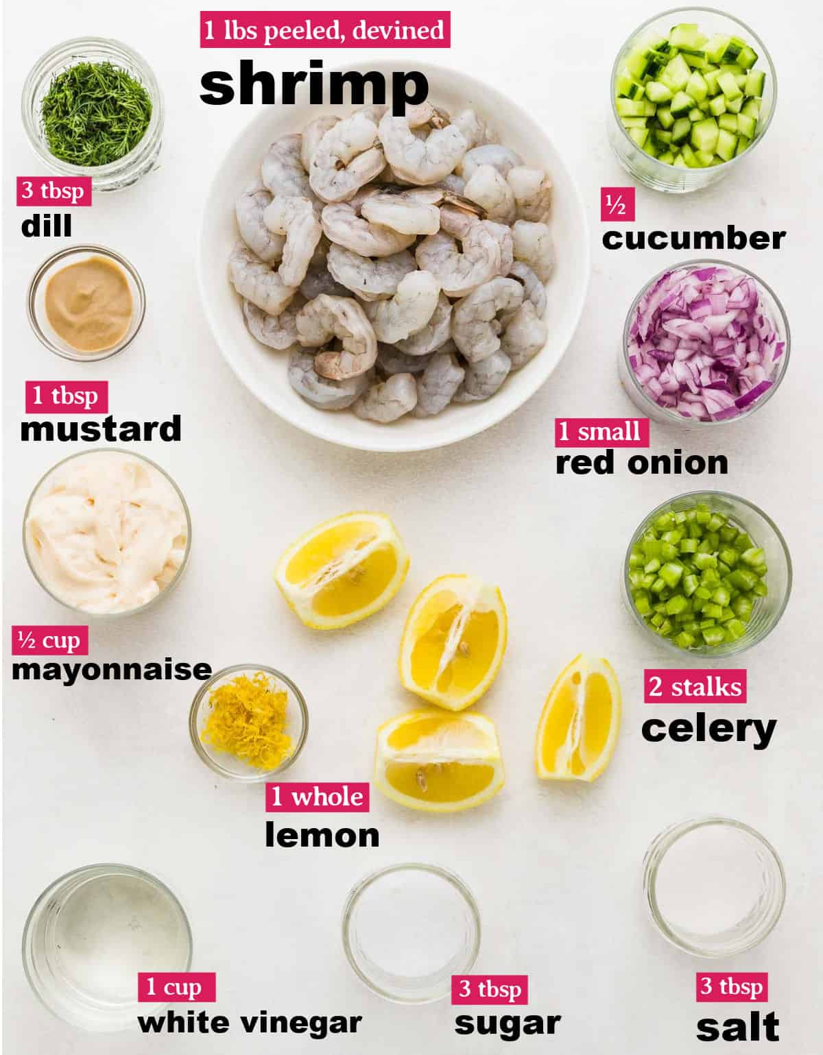 ingredients needed to make shrimp salad