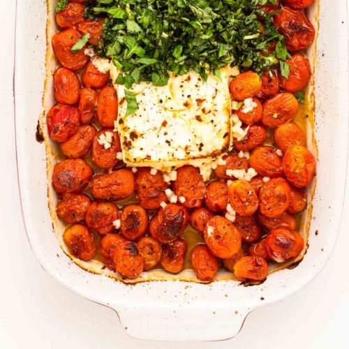 baked feta pasta fresh from the oven