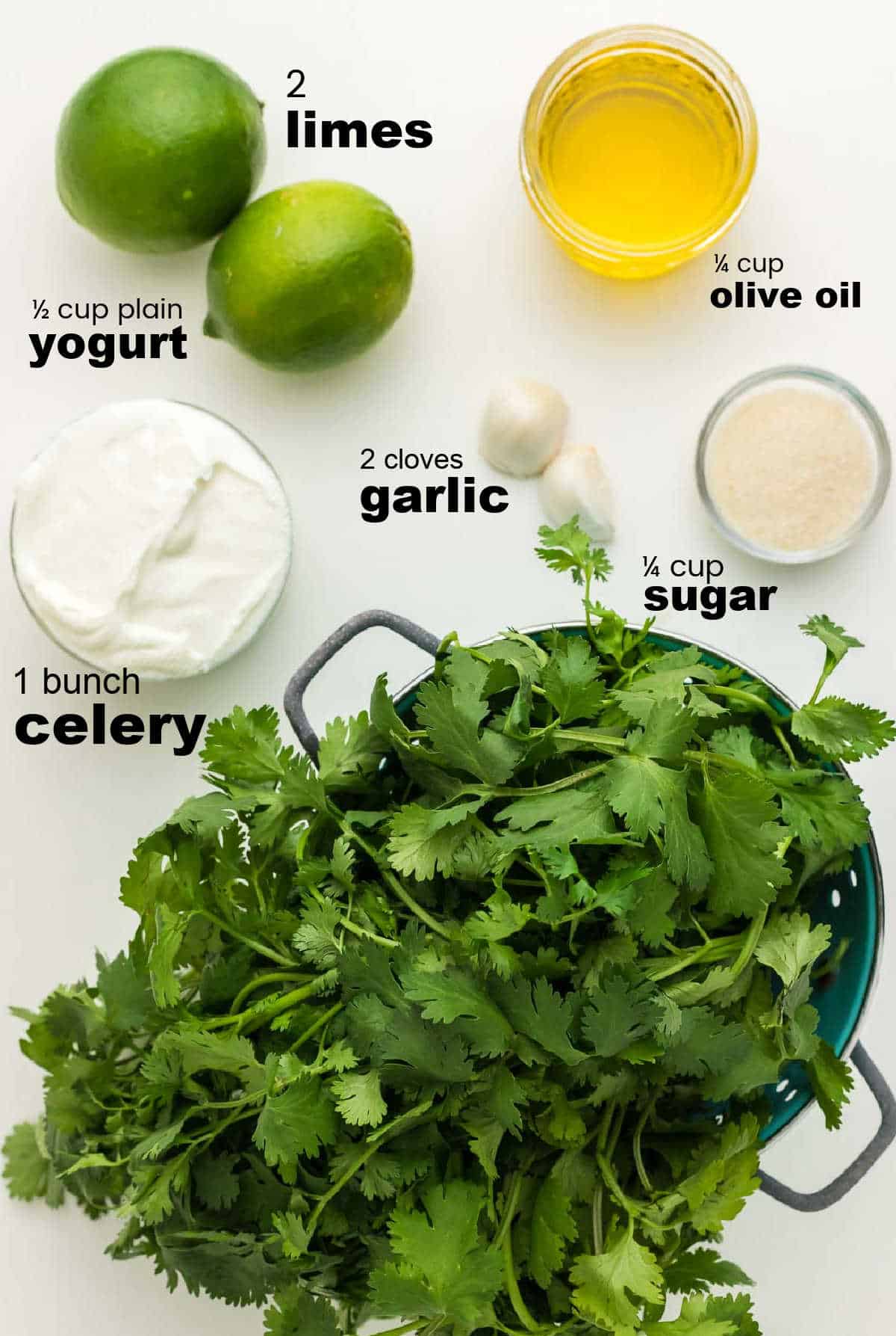 ingredients need to make a homemade creamy cilantro dressing