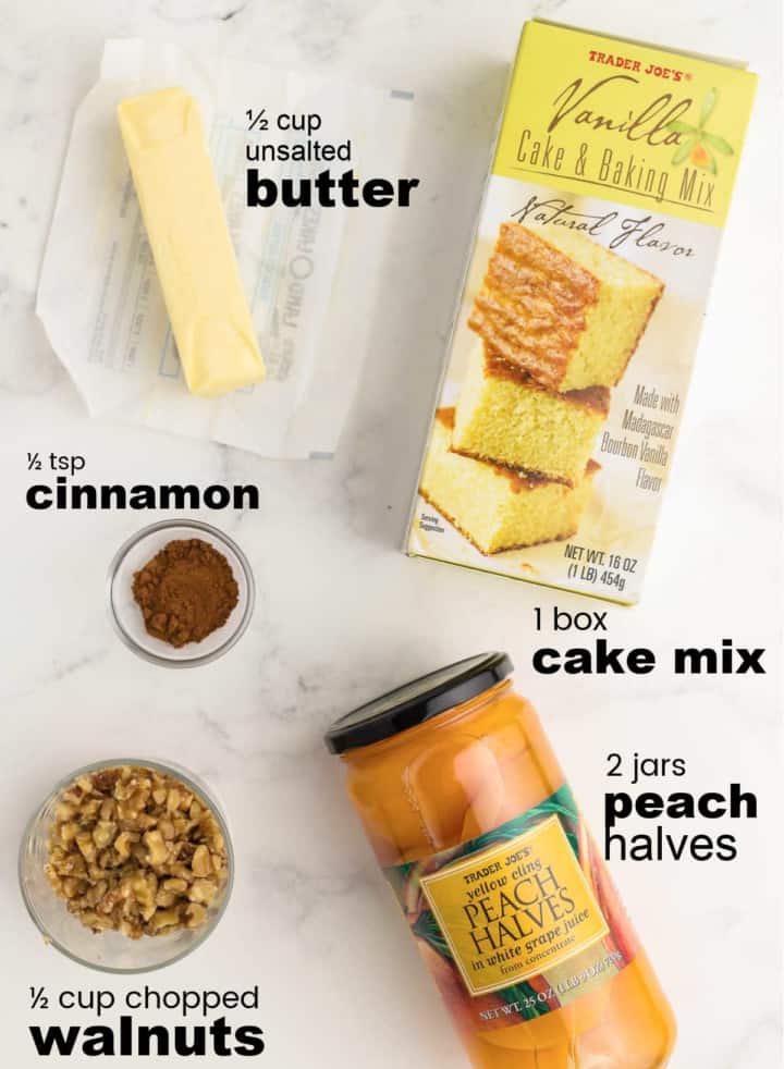 ingredients needed to make a Peach Dump Cake