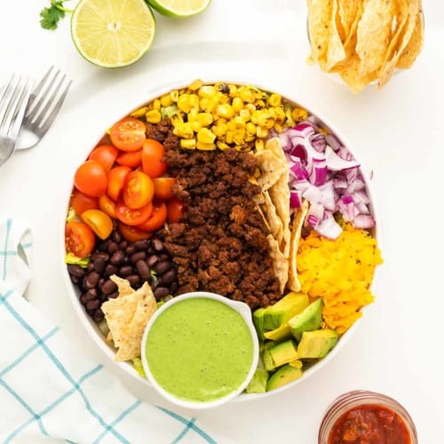 Freshly made Ground Beef Taco Salad.