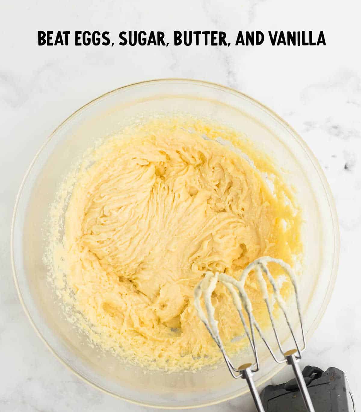 creaming butter, sugar, and eggs in a large bowl