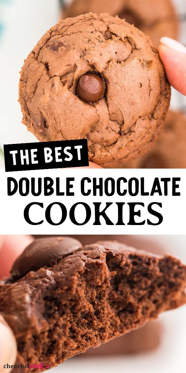 Double Chocolate Chip Cookies are the perfect treat for chocolate lovers! Soft and chewy, with just enough sweetness to satisfy that sweet tooth. #cheerfulcook #cookies #recipe #easy #chocolatechipcookies via @cheerfulcook
