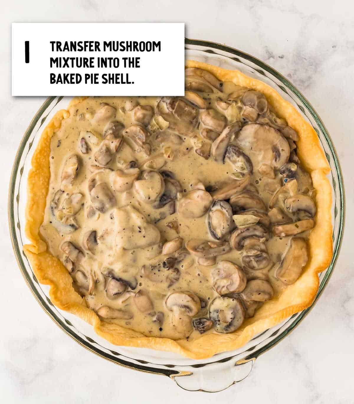 add mushroom filling to pre-baked pie crust