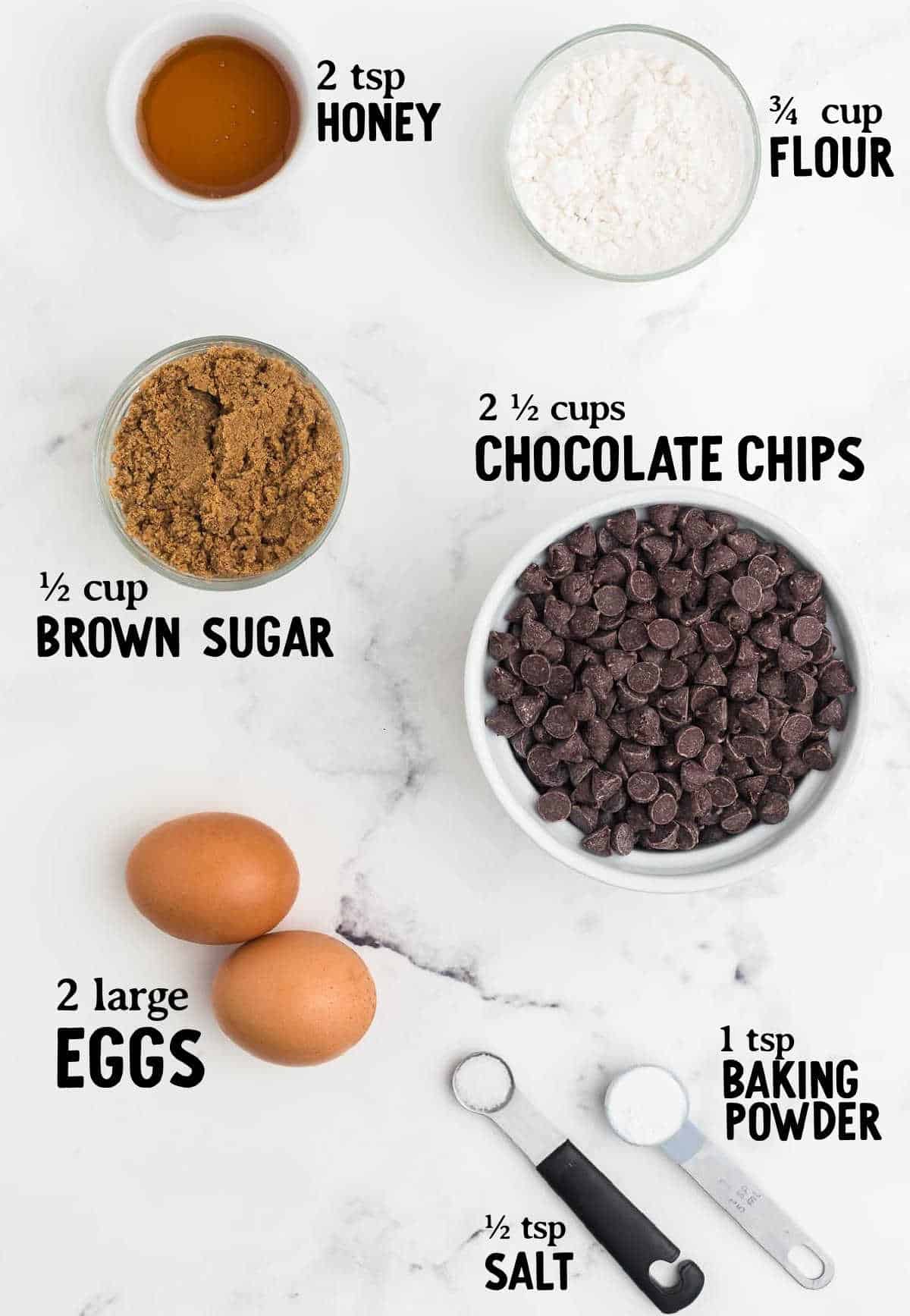 ingredients needed to make double chocolate chip cookies