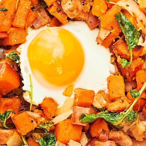 Closeup of Sweet Potato Hash.