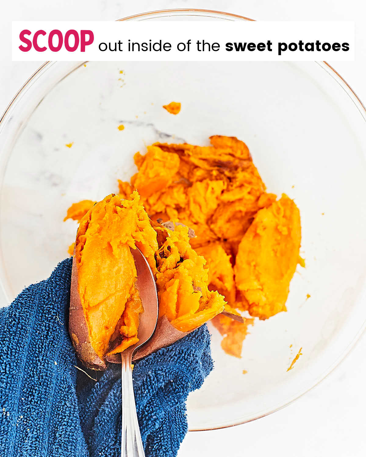 Process Step: Scoop out sweet potato.