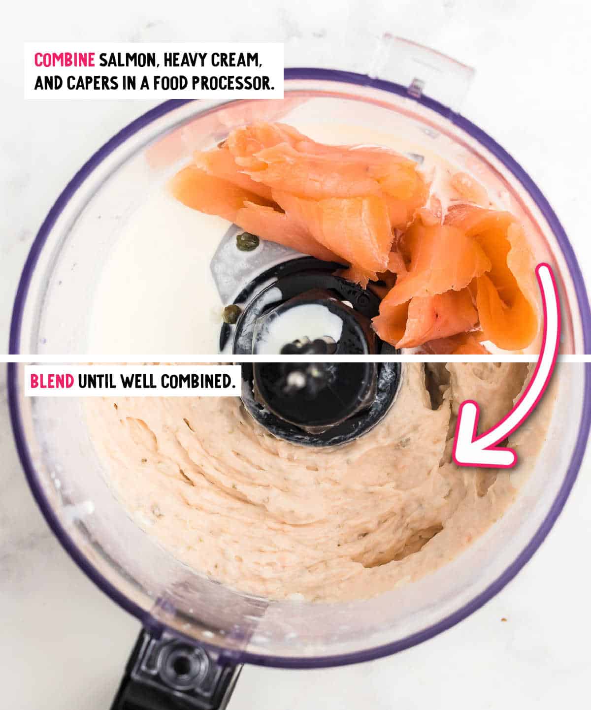Blending the ingredients in a food processor.