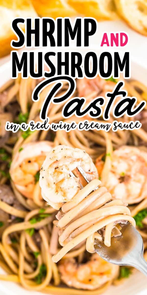 This homemade Shrimp and Mushroom Pasta is insanely delicious and will be gone before you know it! Made with juicy shrimp, tender mushrooms and pasta tossed in a rich and creamy wine sauce. #cheerfulcook #shrimp #mushroom #pasta #shrimppasta #redwinesauce #recipe #best via @cheerfulcook