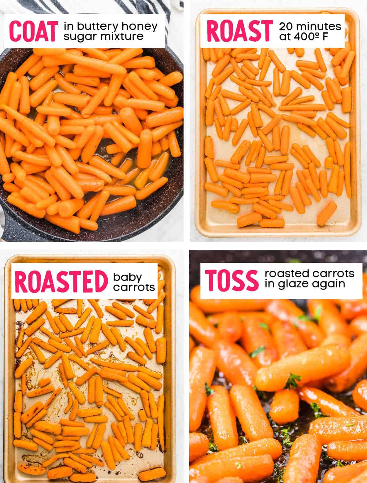 steps showing how to make candied carrots