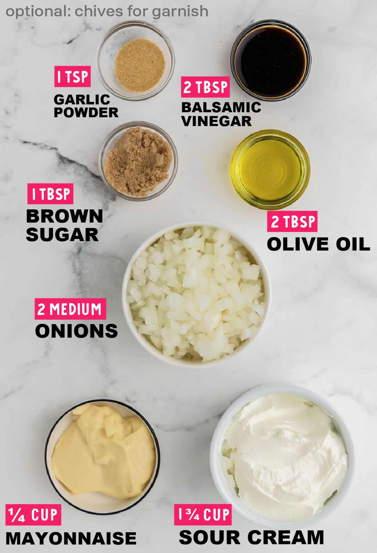Ingredients needed to make French Onion Dip