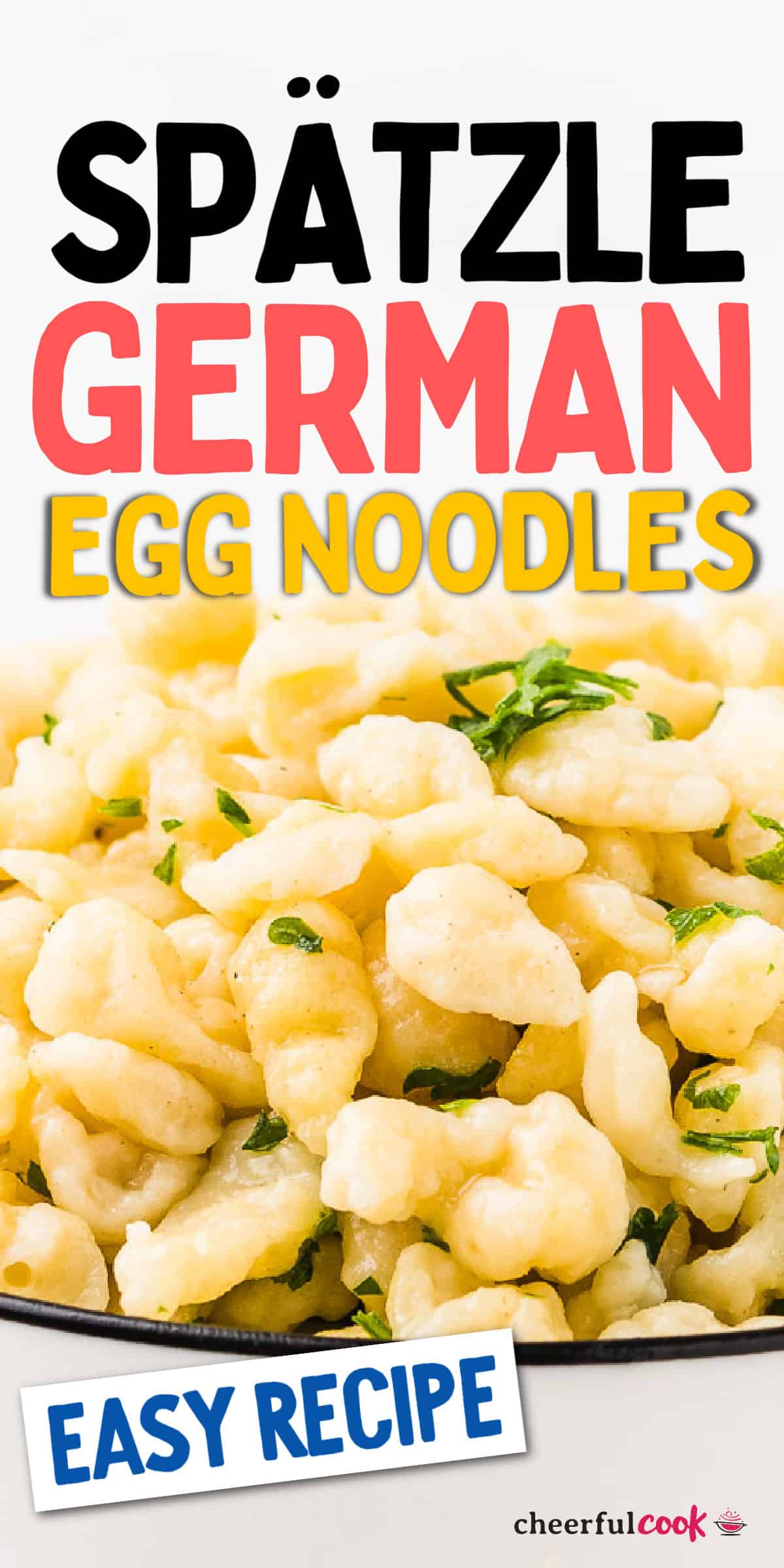 This easy homemade Spaetzle recipe is the only one you'll ever need. With less than a handful of ingredients, you will be able to recreate one of Germany's most famous and most beloved side dishes. #cheerfulcook #spaetzle #spätzle #germanfood #sidedish #recipe via @cheerfulcook
