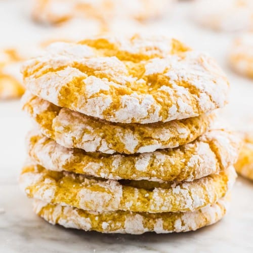 A stack of freshly baked Lemon Cool Whip cookies.