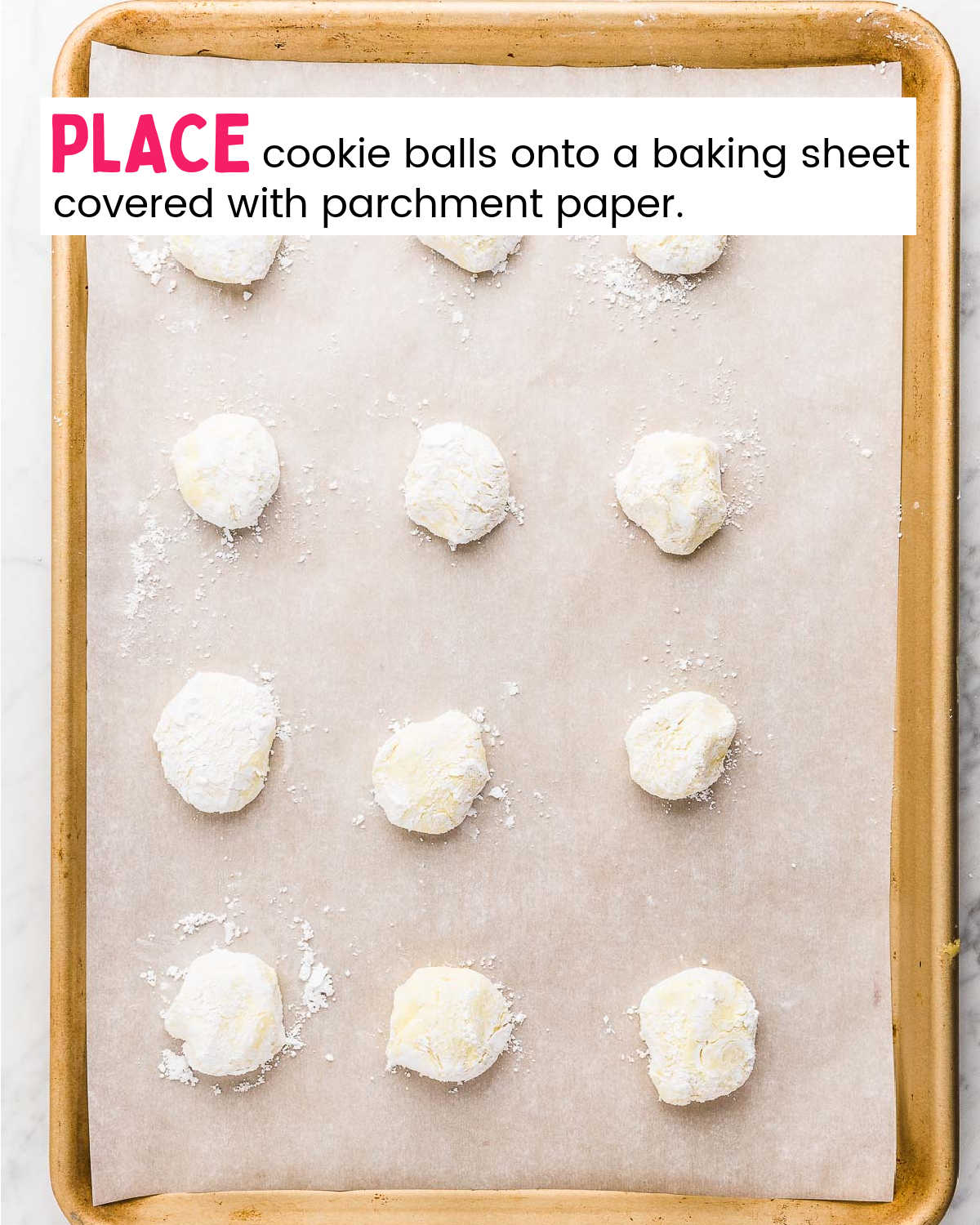 Process Step: Place sugar-coated cookies on baking sheet.