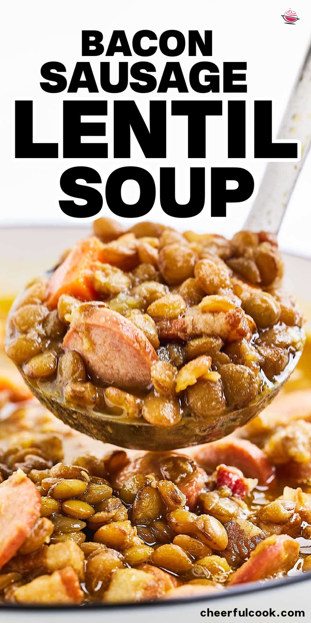 Soup is the perfect comfort food, and this Sausage Lentil Soup recipe is no exception. It's hearty, flavorful, and warming. Best of all, it's easy to make and can be tailored to your liking. #cheerfulcook #lentilsoup #souprecipe #bacon #homemade #recipe #easysouprecipe via @cheerfulcook
