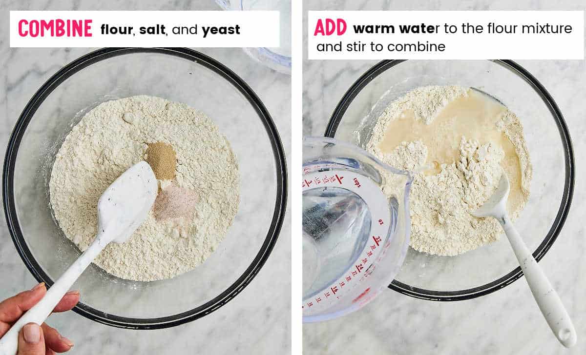 Step: Making the 3-ingredient yeast dough.