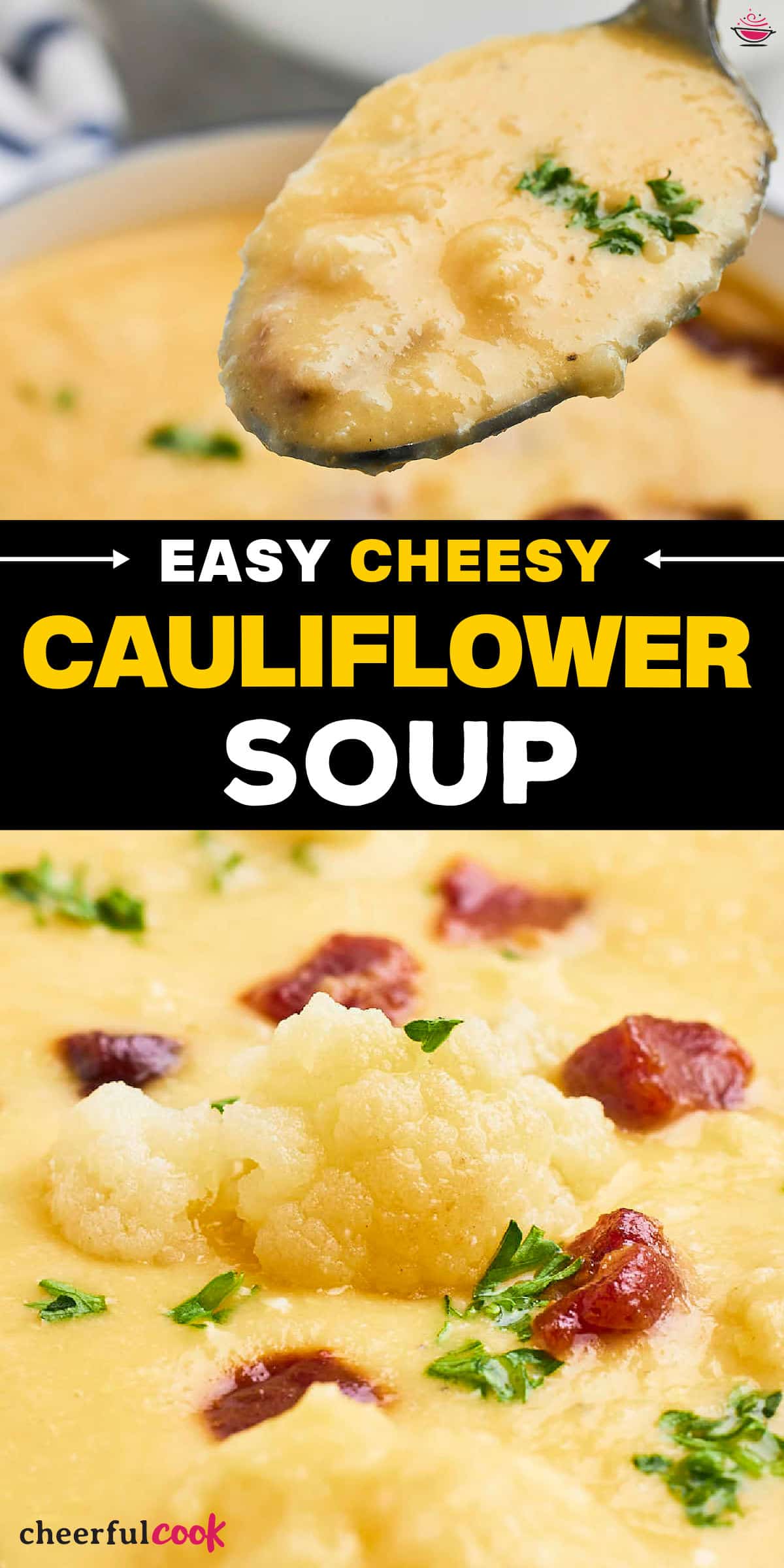 Looking for a tasty and fast way to get cozy? Our delicious limited-ingredient cauliflower soup is here! You can choose how you want it; blended, smooth, or chunky. Make the perfect bowlful in no time - just warm up, eat up and enjoy !#cheerfulcook #cauliflowersoup #soup #souprecipe #cheesy #cauliflowercheddar #soup #cheesy #easy via @cheerfulcook
