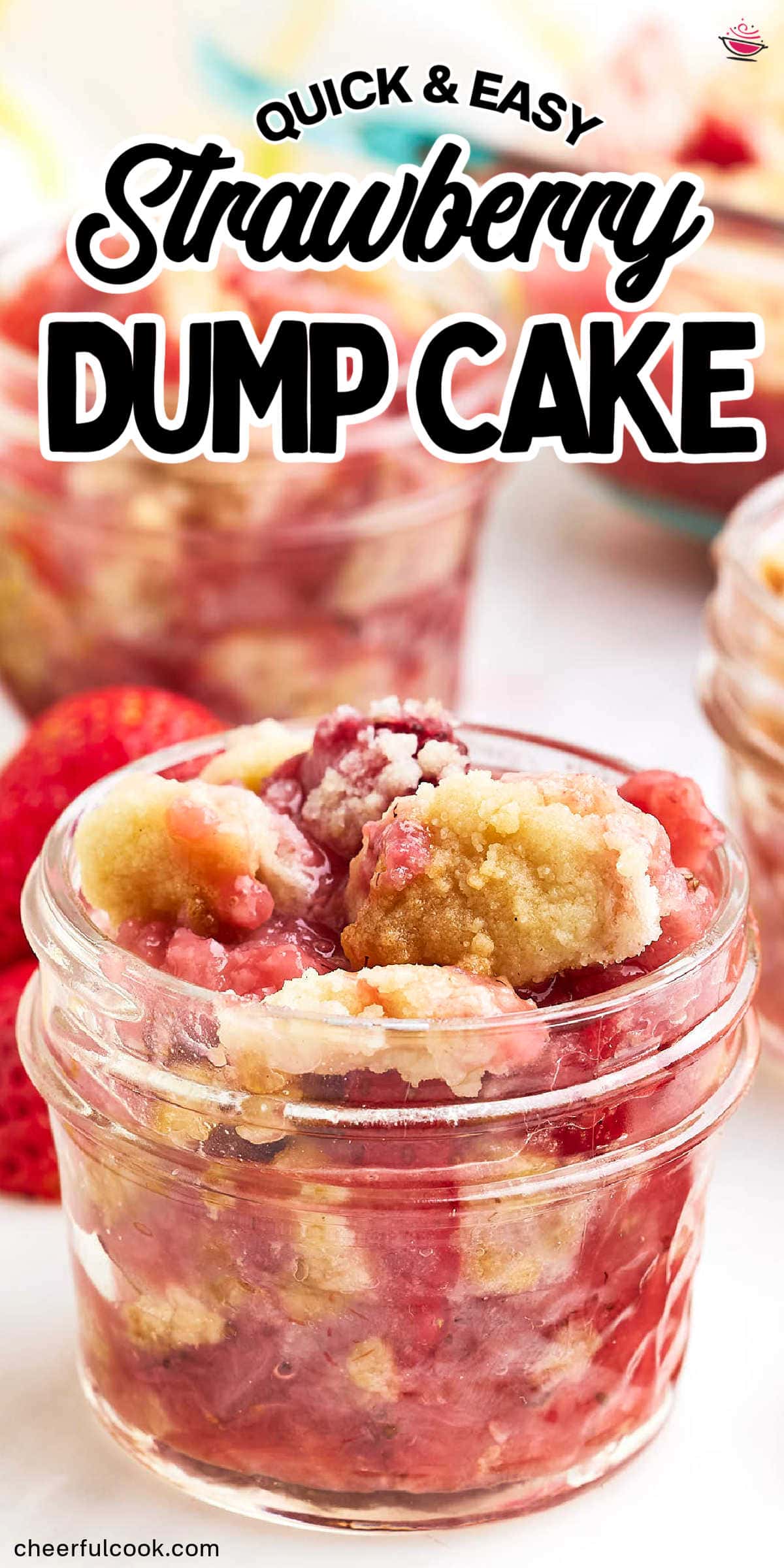 Get ready for a super easy and super delicious dessert! This Strawberry Dump Cake is the perfect treat for any occasion. All you need is strawberries, sugar, cake mix, and butter. Layer it up, bake it, and enjoy the sweet, fruity goodness! This recipe is a guaranteed crowd-pleaser. #cheerfulcook #strawberrydumpcake #dumpcakerecipe #dessert #strawberries #4ingredients via @cheerfulcook