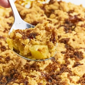A spoonful of freshly baked Pineapple Dump Cake.