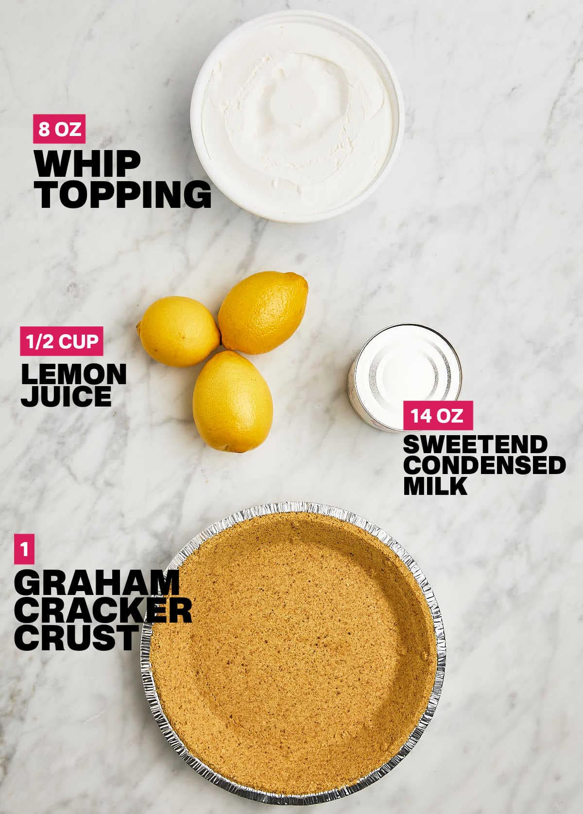 Ingredients needed to make an Ice Cream Pie. 