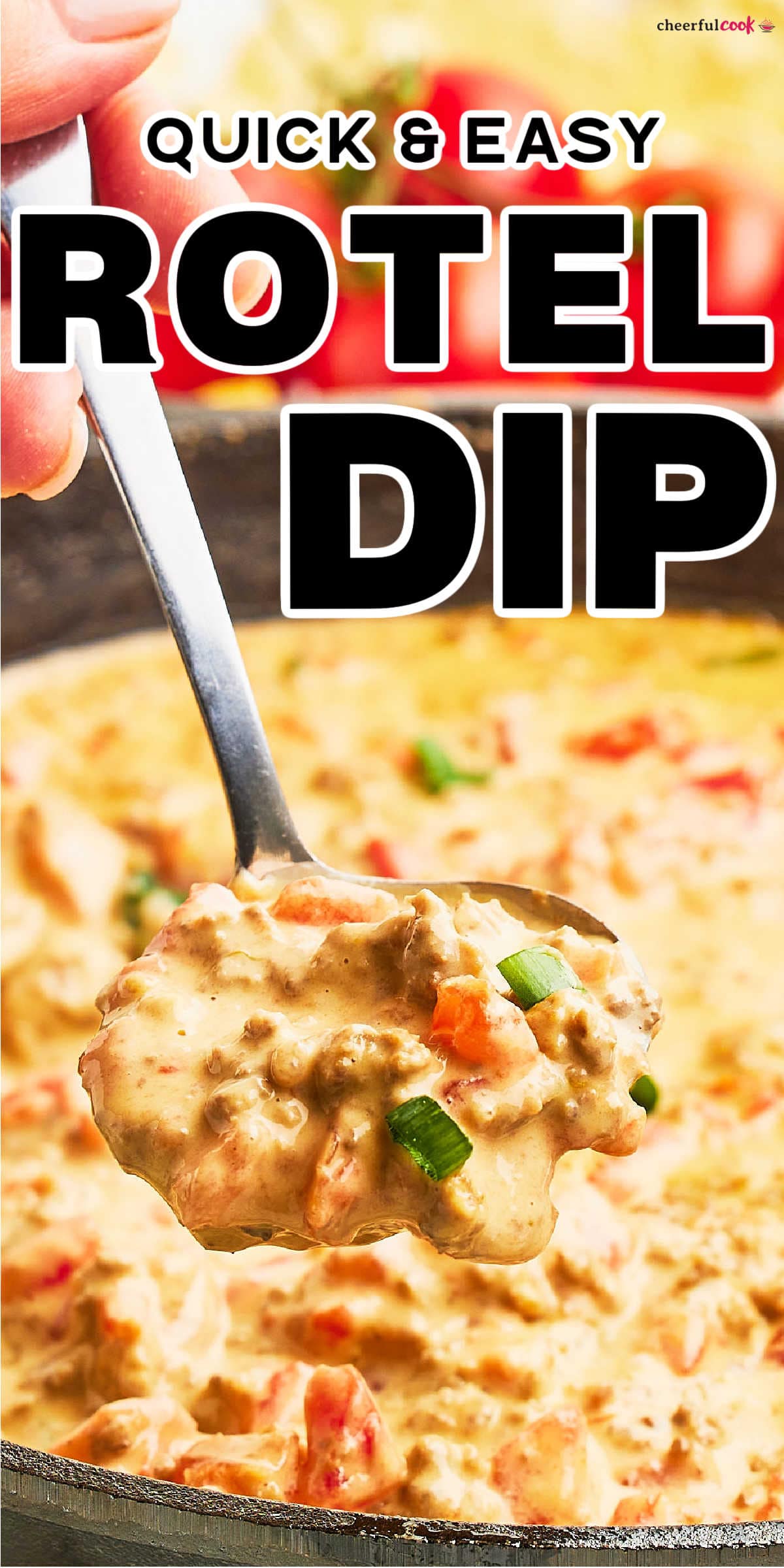 This classic Rotel Dip is a crowd-pleaser at any party! Made with just a few simple ingredients, it's easy to prepare and packed with flavor. Perfect for dipping with tortilla chips or crackers, it's sure to be a hit with guests. Try it today! #cheerfulcook #RotelDip #PartyFood #EasyRecipe #dip via @cheerfulcook