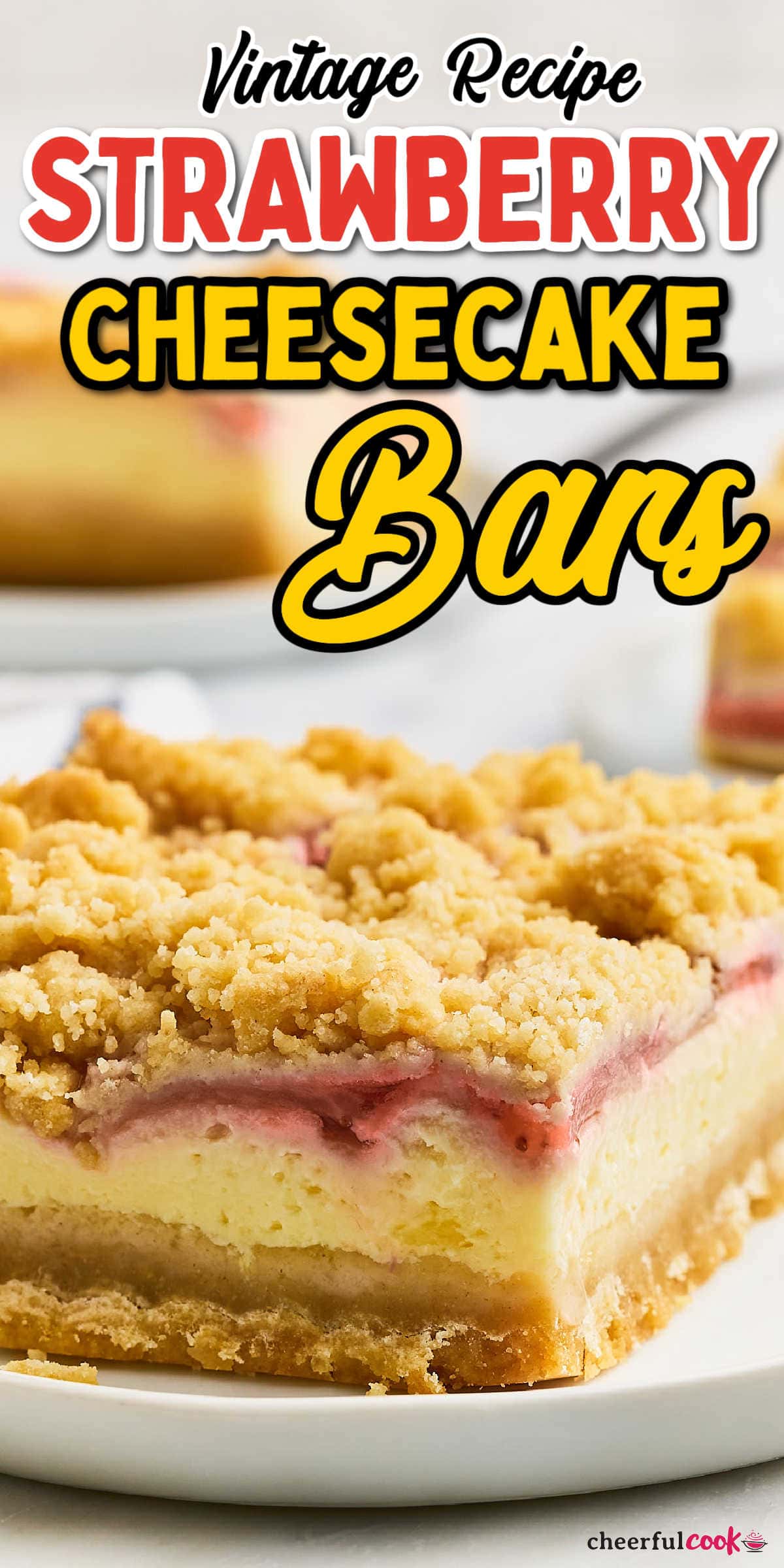 Strawberry Cheesecake Bars via @cheerfulcook