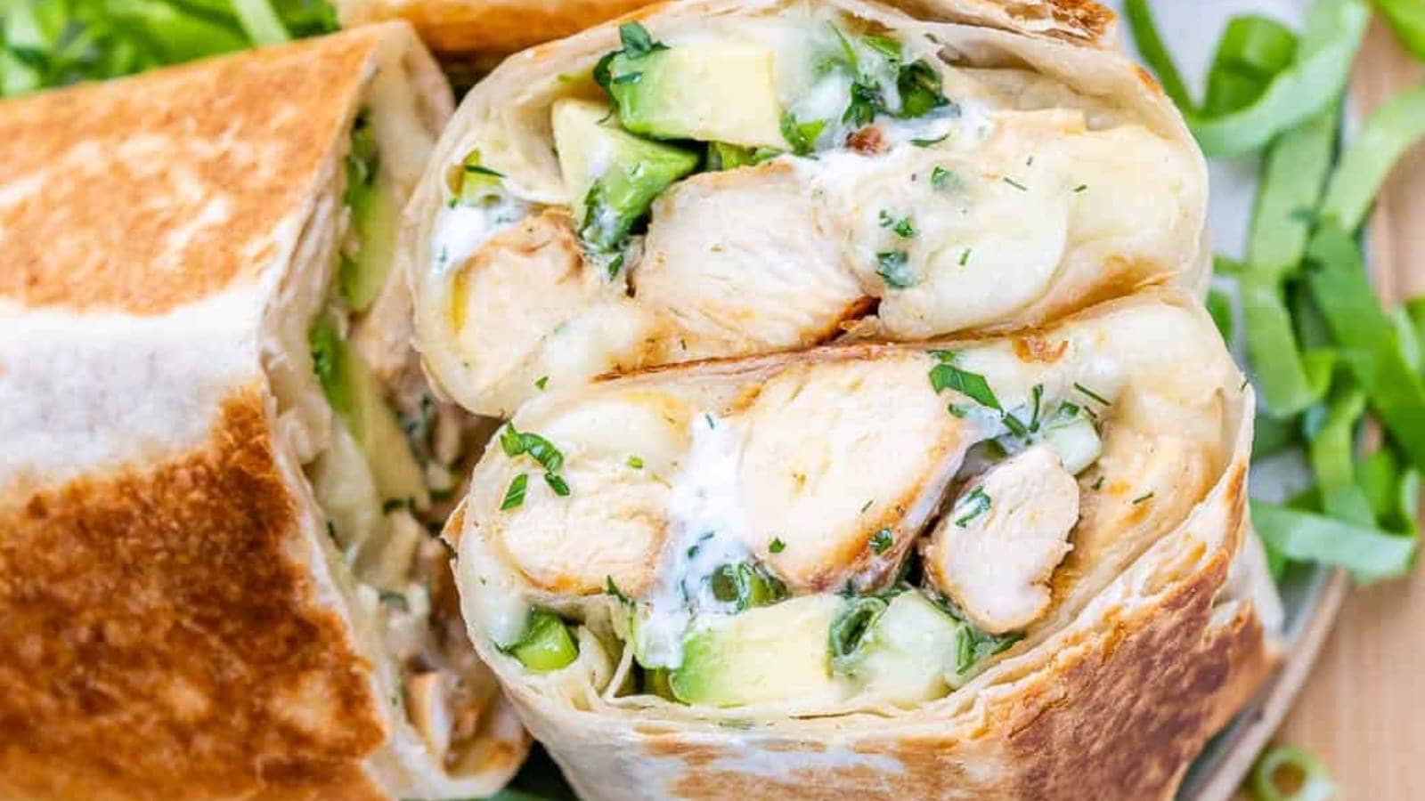 Chicken Avocado Ranch Burrito Sandwich recipe by Healthy Fitness Meals.