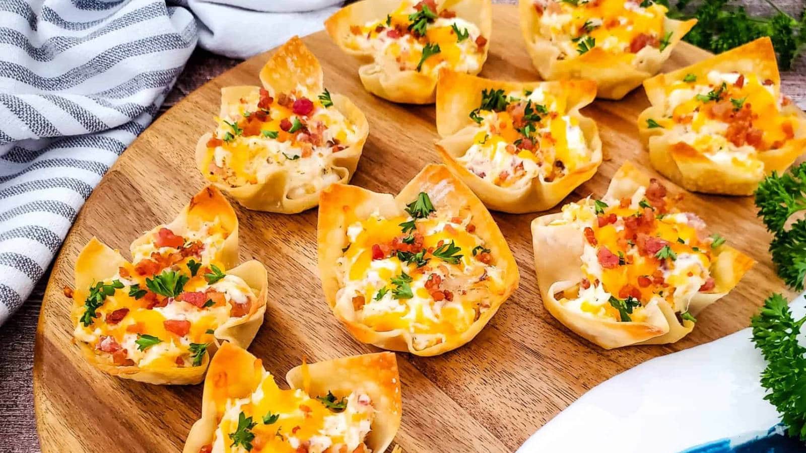 Chicken Bacon Ranch Wonton Cups recipe by She's Not Cookin'.